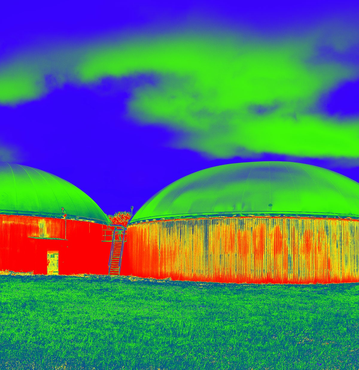 Eta GaS, image, process design, some show cases: no illustration thermal image with thermal imaging camera biogas plant power generation energy production.